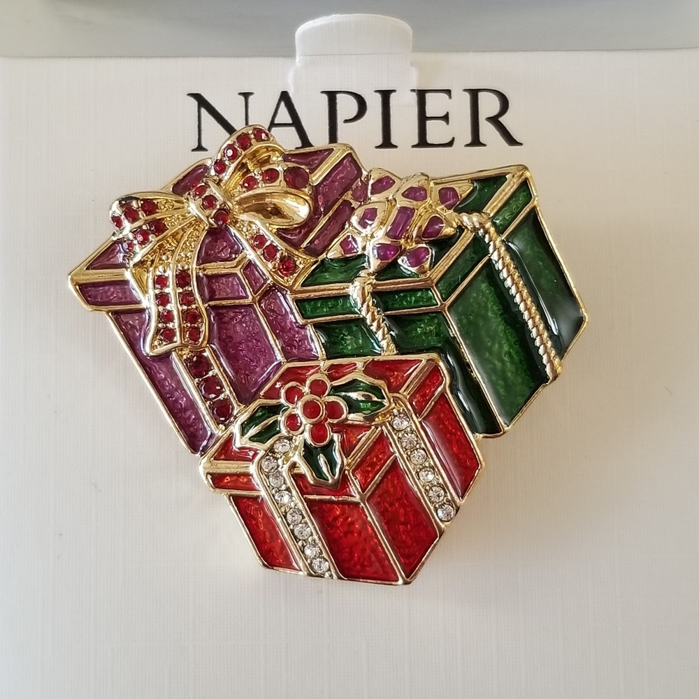 Napier Christmas Present Brooch New